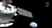 La Terre photographiée depuis le vaisseau Orion,&nbsp;plus de 9 heures après le décollage d'Artemis I, le 16 novembre 2022. © Nasa