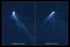 Imagé avec Hubble, l’objet P/2013 P5, découvert le 27 août, a révélé une forme inhabituelle qui a « littéralement sidéré » les chercheurs. En effet, pour la première fois, ils ont observé un astéroïde hérissé de six traînées de poussières, et qui a changé d’aspect en l’espace de deux semaines. Pour le professeur David Lewitt et son équipe, qui ont mené l’enquête, ce phénomène probablement produit par la lumière solaire concernerait un grand nombre d’astéroïdes.