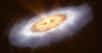 Sur cette vue d’artiste, le disque de gaz et de poussière qui entoure V883 Orionis. Des chercheurs du National Radio Astronomy Observatory (États-Unis) y ont trouvé le chaînon manquant de l’eau. Et ils ont ainsi confirmé que l’eau dans notre Système solaire s’est formée bien avant notre Soleil. © L. Calçada, ESO