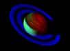Alors qu'elle survolait les anneaux de Saturne, la sonde Cassini nous a transmis cette étonnante image montrant la planète parée de nuances allant du bleu électrique au vert en passant par le saphir.