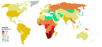 Carte montrant la prévalence du VIH dans le monde en 2007. © Wikimedia Commons, DP