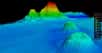 Visualisation en 3D montrant un volcan sous-marin.&nbsp;© 2015 The University of New Hampshire, Durham, NH 03824