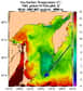 L’Oyashio matérialisé par les températures de surface des masses d’eau. © US Marine-Naval Research Laboratory, Global NLO Nowcast Forecast, domaine public