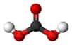Structure de l'acide carbonique. Sa masse molaire est de 62 g/mol. © Jynto et Ben Mills, Wikimedia common, DP