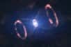 Cette vue d'artiste montre comment est distribuée la matière éjectée par la supernova SN 1987a, à partir des informations fournies par le spectrographe Sinfoni. © L. Calçada, ESO