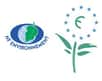 La marque NF Environnement (à gauche) et l’écolabel européen (à droite), garant de l’impact environnemental limité des produits. © DR