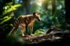 Ce « loup marsupial », ou thylacine (Thylacinus cynocephalus), fut un membre emblématique de la faune australienne et tasmanienne jusqu'en 1936, mais il est à présent éteint. Cette illustration est générée par IA. © Microgen, Adobe Stock