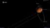 Animation montrant l’arrivée de TGO et de Schiaparelli de la mission ExoMars 2016, le 19 octobre 2016, trois jours après leur séparation. Pendant que le premier commence son installation en orbite autour de Mars, le second effectue son atterrissage dans Meridiani Planum, la région où se trouve le rover Opportunity depuis 2004. Mars Express (de l'ESA), sur une orbite polaire, se situe en bonne position pour enregistrer l’événement et servir de relais de données.