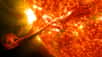 Le 7 janvier 2013, le Soleil s'est offert une énorme éruption associée à une tache solaire de taille exceptionnelle. Le lancement de la fusée Antares, de la société Orbital Sciences, chargée d'expédier le cargo Cygnus vers l'ISS, a dû être retardé à cause du risque de perturbation des communications. © Nasa, Esa, Soho