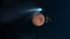Cette animation montre le passage tout près de Mars de la comète Siding Spring, alias C/2013 A1. La visiteuse est passée à moins de 140.000 km de la Planète rouge.