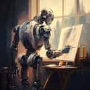 Robot qui peint une image © Happymoon, Adobe Stock