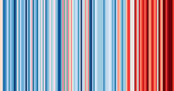 Le terme de « changements climatiques »&nbsp;au pluriel est celui utilisé par le Giec&nbsp;et l'ONU pour parler de l'évolution actuelle du climat. Les « Warming stripes »&nbsp;illustrent l'évolution des températures.&nbsp;Chaque bande correspond à une année. Le bleu pour les plus froides que la moyenne, et le rouge pour les années les plus chaudes que la normale. © showyourstripes.info
