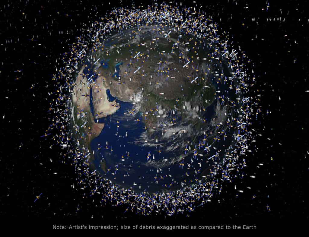 Représentation des débris orbitant actuellement autour de la Terre. © ESA
