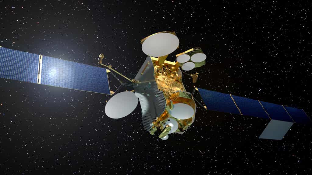 Construit autour de la plateforme Eurostar E3000e, à propulsion entièrement électrique, d'Airbus, le satellite Eutelsat 172B est conçu pour une durée de vie d'au moins 15 ans. Il est le premier satellite à amener l'Internet haut débit à bord des avions. © Airbus Defence and Space