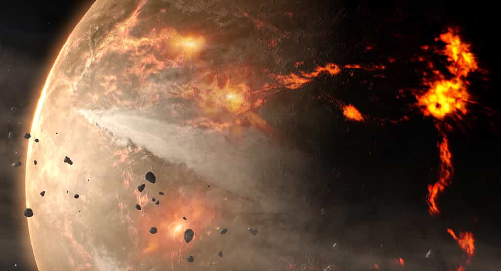 Il y a environ 4 milliards d’années, toutes les planètes telluriques ont été pilonnées par des astéroïdes et des comètes éjectées du Système solaire externe. © Nasa, Goddard Space Flight Center Conceptual Image Lab