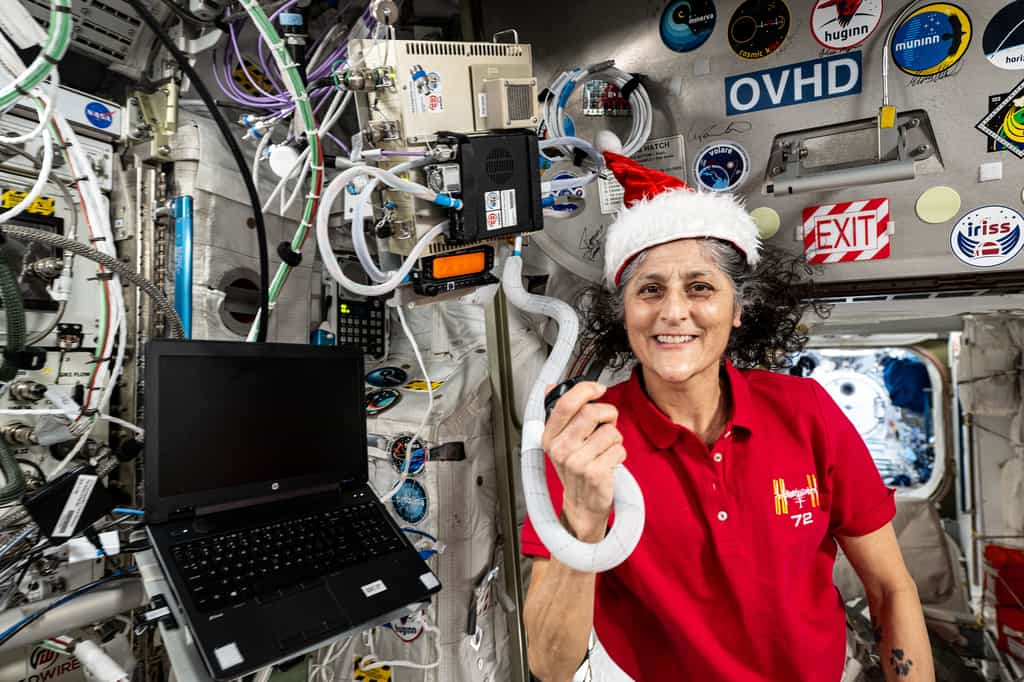 L'astronaute Sunita Willams à bord de l'ISS. Elle n'avait pas prévu d'y passer Noël ! © Nasa