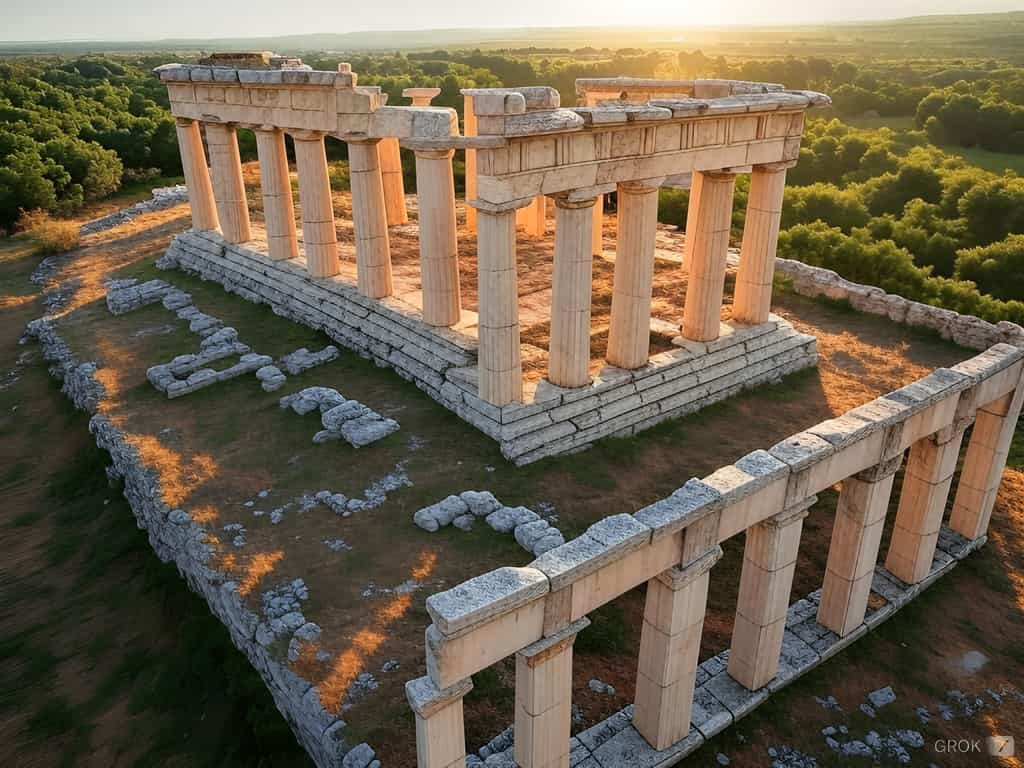 Image générée par intelligence artificielle d’un temple grec. © Grok