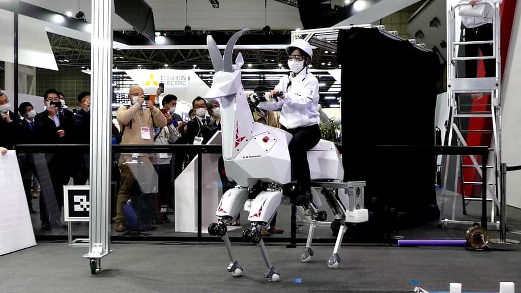 Les cowboys du futur vont-ils se promener sur ce robot à cornes ? © YouTube, Kawasaki