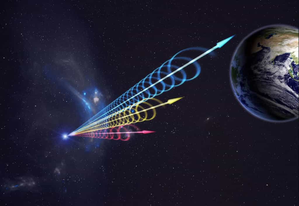 Illustration d'un sursaut radio rapide venu des confins de l'univers. © Beijing Planetarium