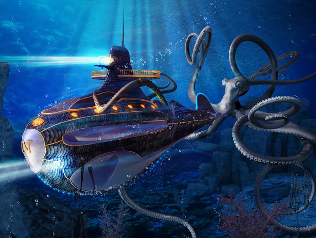 En combattant des poulpes de dimensions colossales, un marin du Nautilus est emporté par une des créatures. © Ratpack223, Adobe Stock