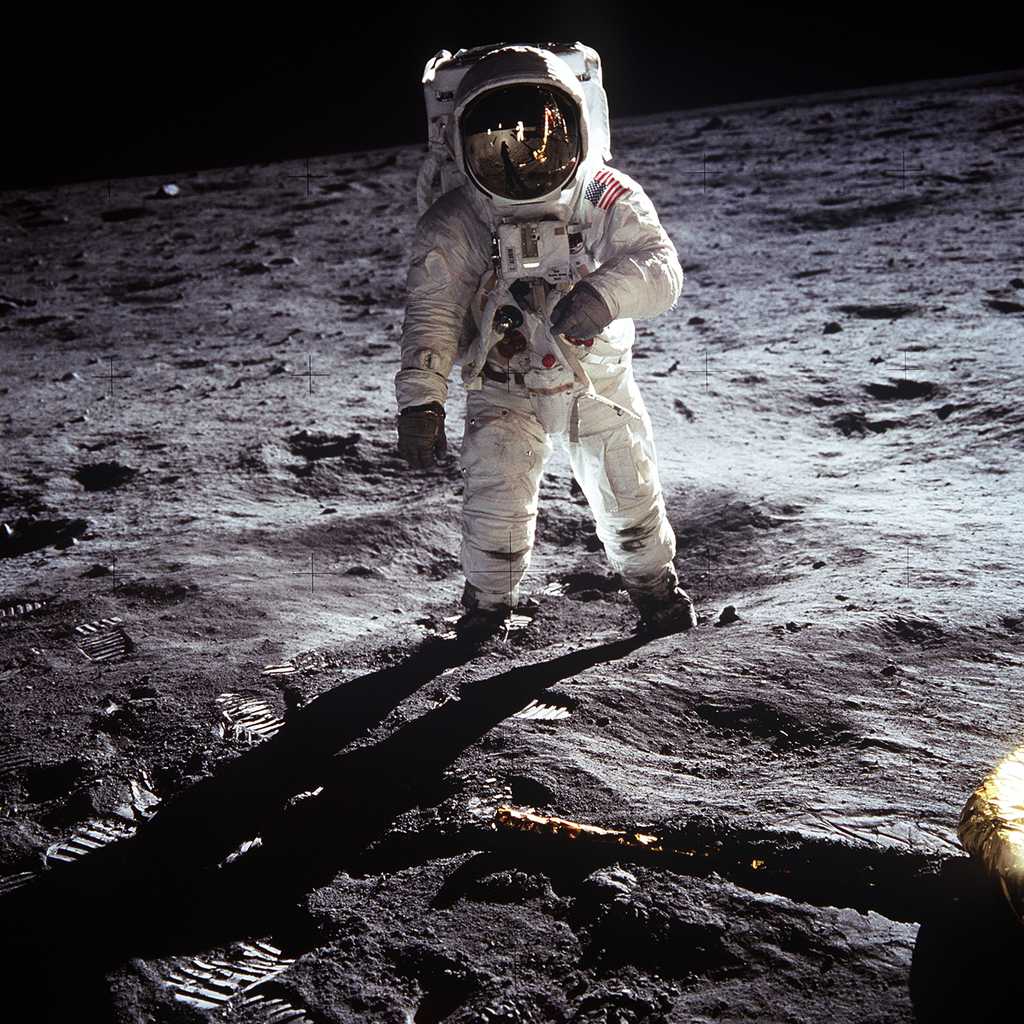 Buzz Aldrin, deuxième Homme à marcher sur la Lune après Neil Armstrong, lors de la mission Apollo 11 en 1969. © Nasa