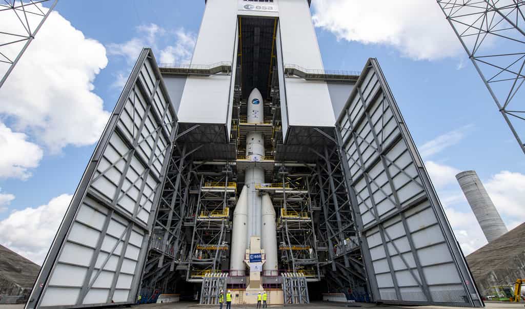 Le lanceur Ariane 6 prêt pour ses essais combinés. © ESA, Cnes, Arianespace, ArianeGroup, Service optique du CSG