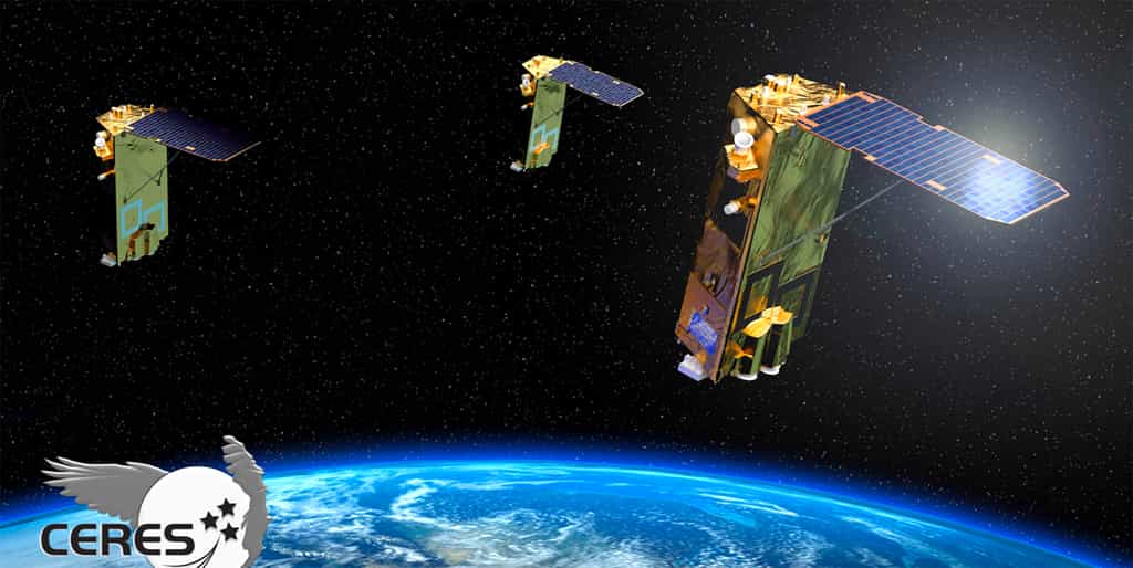 Vue d'artiste des trois satellites Ceres&nbsp;(CapacitÉ de Renseignement Électromagnétique Spatiale) lancés à bord d'un lanceur Vega depuis le Centre spatial Guyanais. © Airbus&nbsp;
