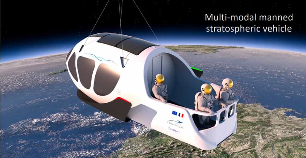 Projet de ballon stratosphérique avec une&nbsp;capsule dotée d'un balcon pour voir la Terre depuis la stratosphère. © Expleo