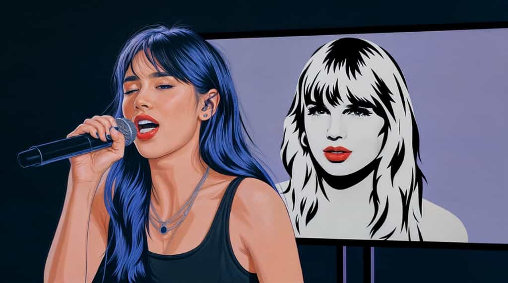 Que diriez-vous de chanter et de voir votre voix transformée en celle de Taylor Swift ? © D. Ichbiah avec Ideogram.ai et Krea.ai