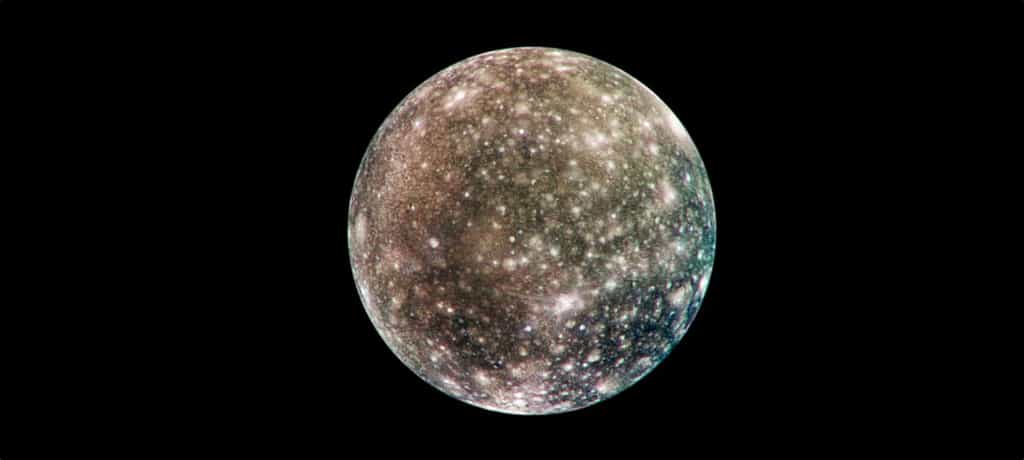 Callisto, un des quatre satellites galiléens de Jupiter. © Nasa