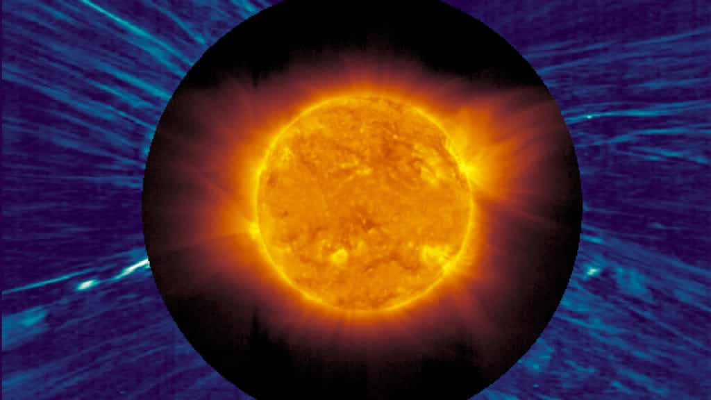 On comprend l'accélération du vent solaire. © ESA &amp; NASA/Solar Orbiter/EUI &amp; Metis Teams and D. Telloni et al. (2022)