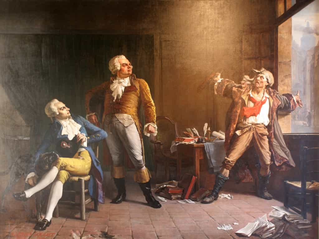 Robespierre, Danton et Marat, peinture d'Alfred Loudet, 1882. © Musée de la Révolution française, David Monniaux, Wikimedia Commons, domaine public