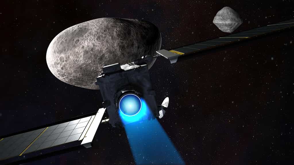 Dart (Double Asteroid Redirection Test) est une mission de la Nasa. Dans la nuit du 26 au 27 septembre 2022, la sonde Dart percutait l'astéroïde Dimorphos dans le but le dévier de sa trajectoire. © Nasa
