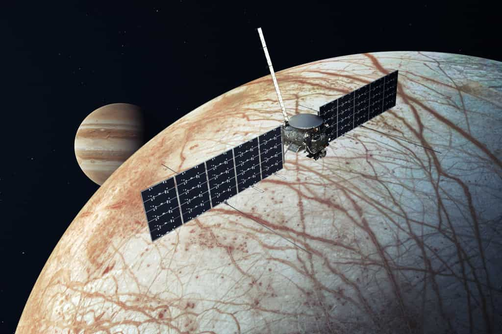 La sonde Europa Clipper de la Nasa effectuera une étude détaillée de la lune de Jupiter Europe. © Nasa, JPL-Caltech