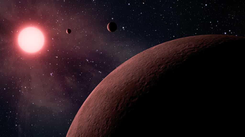 Trois exoplanètes rocheuses ont été découvertes autour de la naine rouge YZ Ceti. Elles sont aussi grandes et massives que la Terre. Il ne leur faut qu’entre 2 et 4,6 jours pour faire le tour de leur étoile. © Nasa, JPL-Caltech