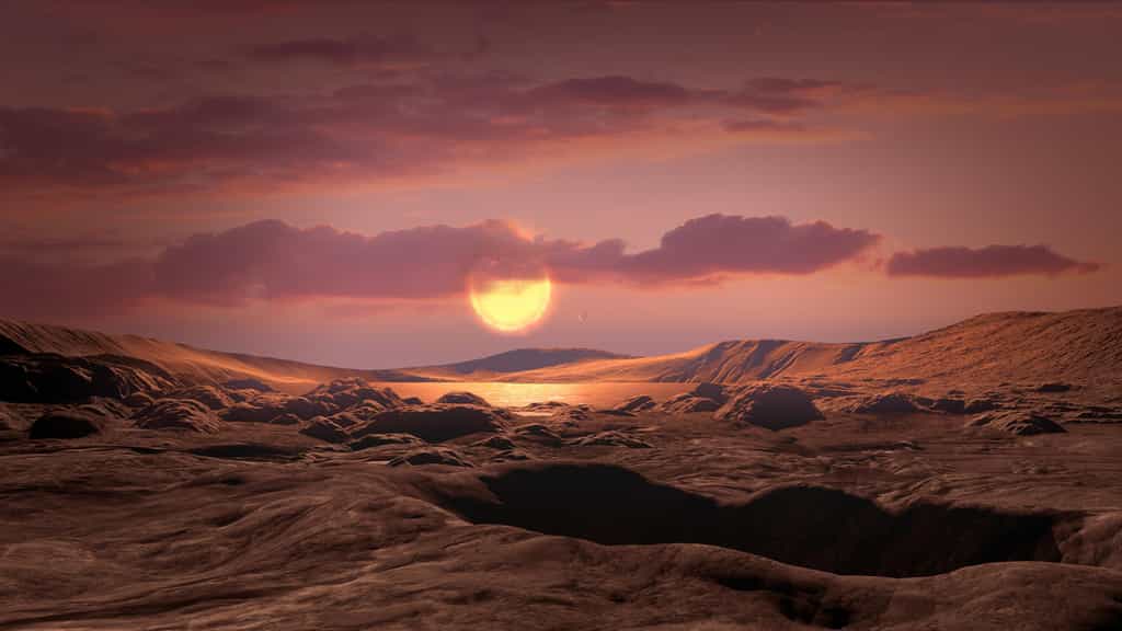 Illustration de la surface de l'exoplanète Kepler-1649c, en orbite dans la zone habitable de son étoile naine rouge, à l'instar de Proxima Centauri b. © Nasa, Ames Research Center, Daniel Rutter