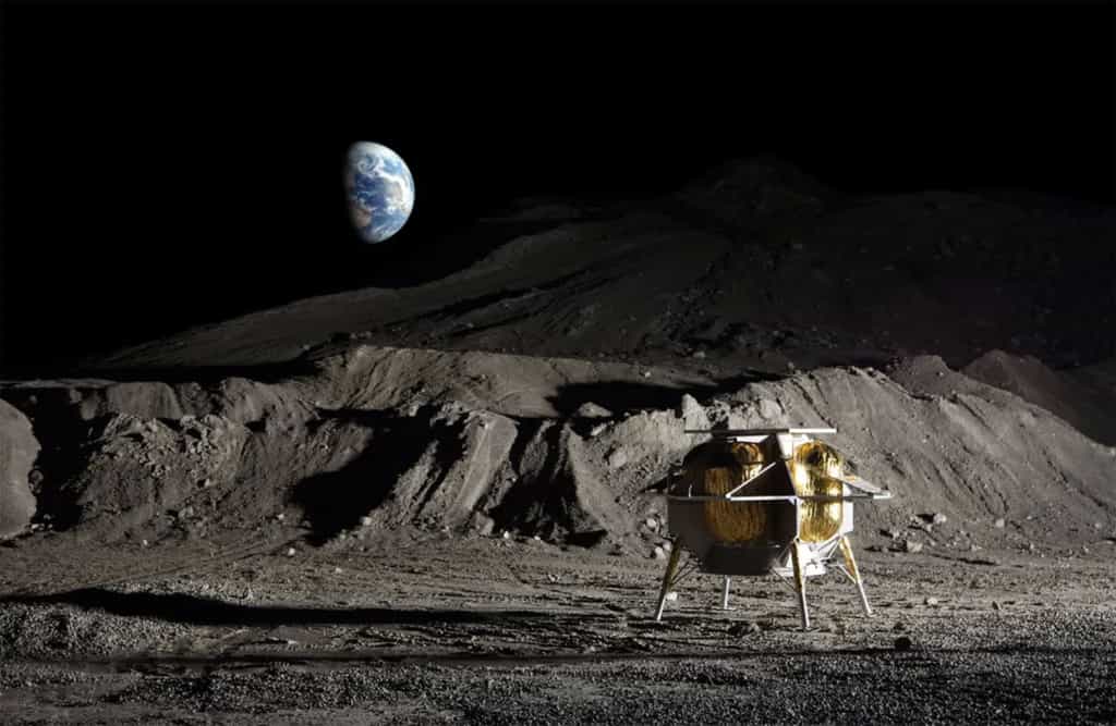 L'atterrisseur lunaire Peregrine dont l'arrivée sur la Lune est prévue le 23 février. © Astrobotic