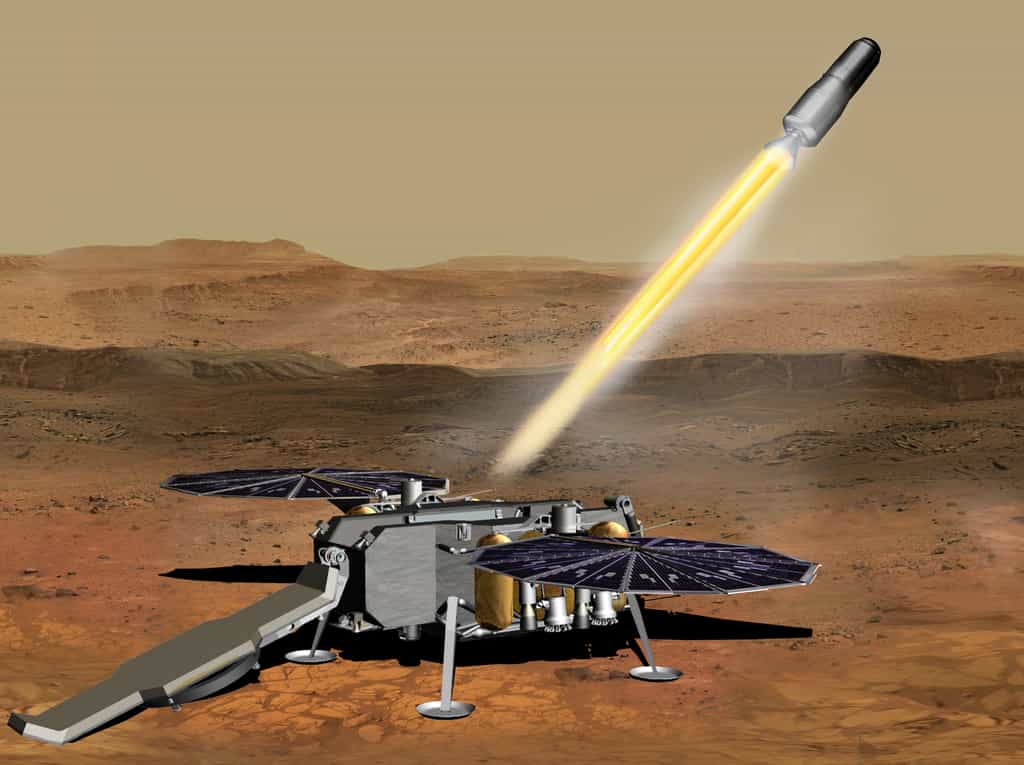 Le&nbsp;Mars Ascent Vehicle&nbsp;est une petite fusée martienne qui décollera de la Planète rouge avec les échantillons à bord.&nbsp;© Nasa, JPL-Caltech