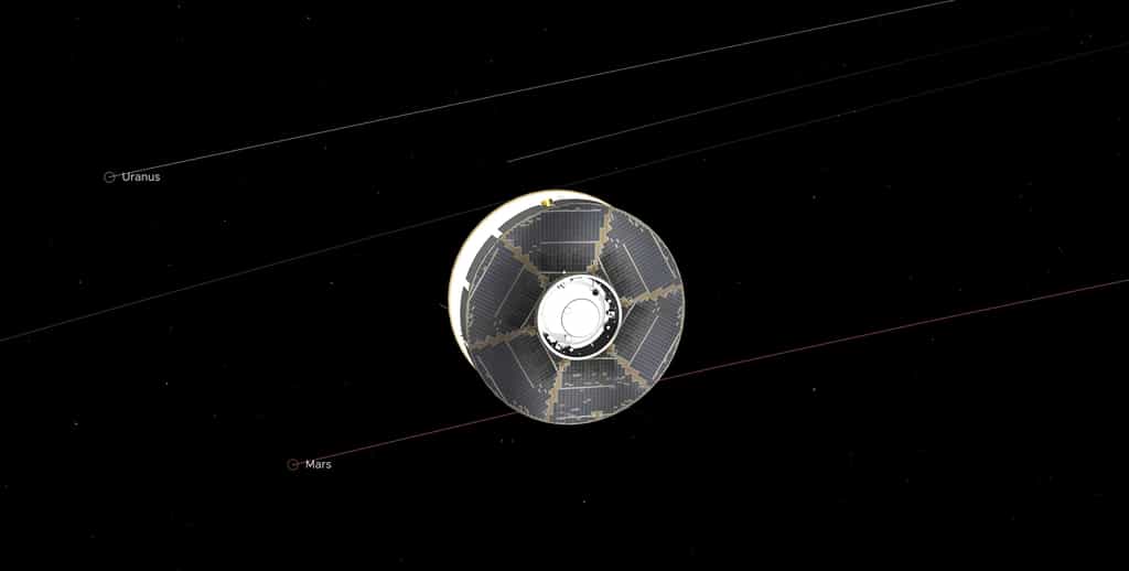 Le vaisseau Mars 2020 était à mi-chemin ce mardi 27 octobre, à 21 h 40 exactement, heure de Paris. © Nasa, JPL-Caltech