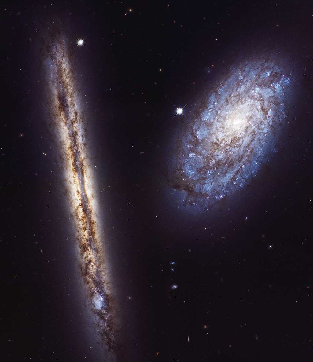 Image composite du duo de galaxies NGC 4302 et NGC 4298, prise avec la caméra WFC3 d’Hubble entre le 2 et le 22 janvier 2017. © Nasa, ESA, M. Mutchler (STScI)
