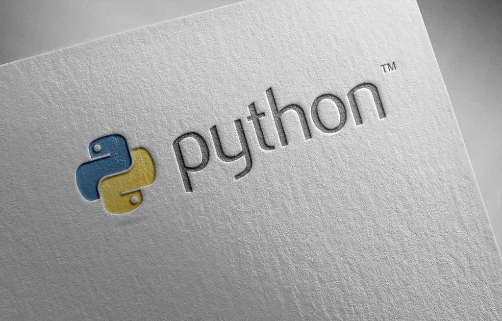 Le langage Python avec son  logo – texture sur du papier. © Araki Illustrations, Adobe Stock