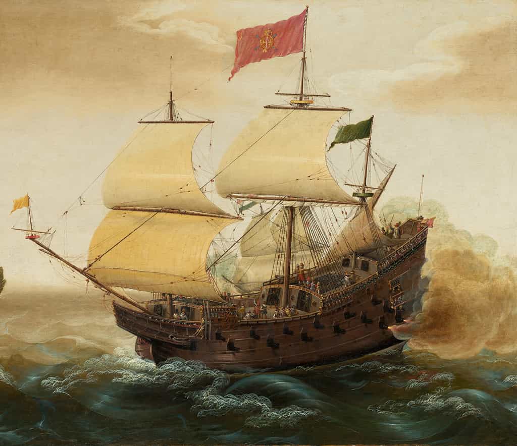 Une rencontre navale entre des navires de guerre hollandais et espagnols. Œuvre de Cornelis Verbeeck. © Wikimedia Commons, domaine public