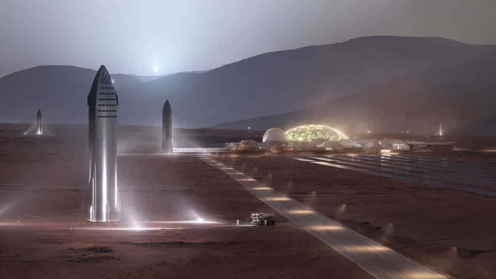 SpaceX prévoit une première mission habitée sur Mars en 2026 et débuter la colonisation de Mars. © SpaceX