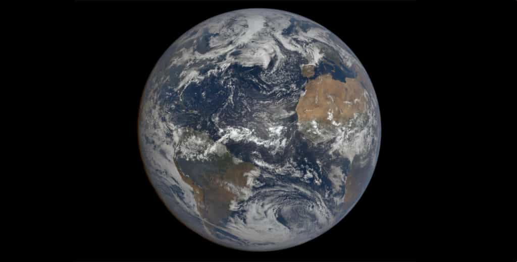 La Terre le 9 août 2021 photographiée par le satellite DSCVR, situé à 1,5 million de kilomètres. © Nasa