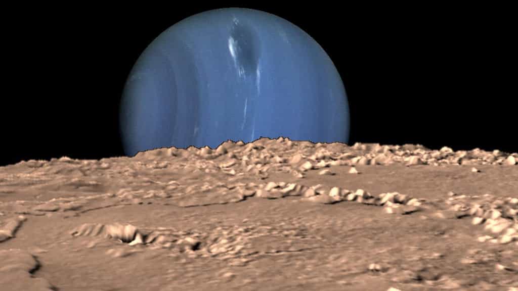 Neptune, vue depuis Triton. © Nasa