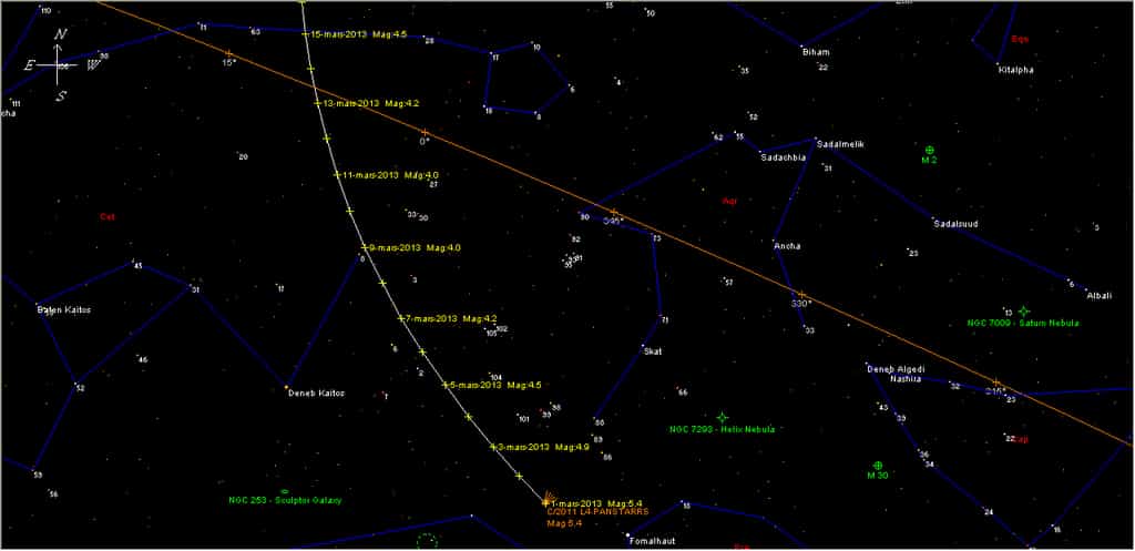 Le 13/03/2013 : observez la comète Panstarrs. © DR
