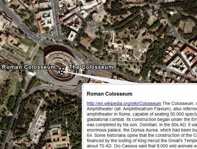 Le Colisée romain. Capture d'écran Google Earth.