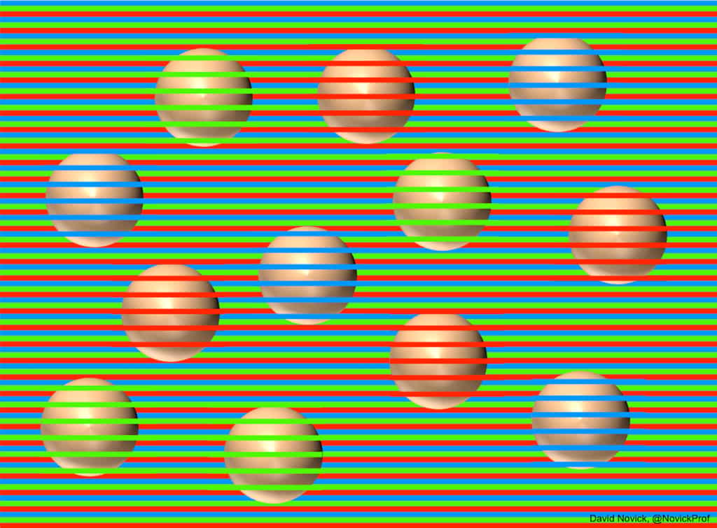 L'illusion de Munker-White fonctionne sur le principe du contraste entre la couleur de fond et la couleur de l'objet. © David Novick