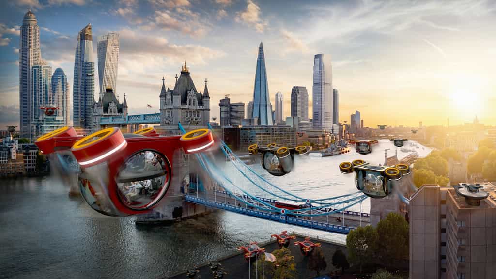 En 2069, le drone-taxi sera un mode de transport courant. © Samsung KX50 report