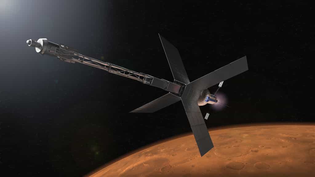Illustration d’un module à propulsion nucléaire qui pourrait un jour emmener des astronautes vers Mars. © Nasa